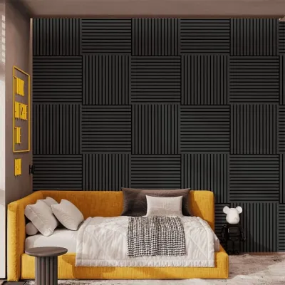 Панель стеновая МДФ на войлочной основе Stella Comfort De Luxe Black Lead 600х600х9