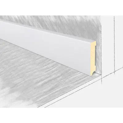 Плинтус напольный Деревянный Белый Снег 80*16*2400 мм